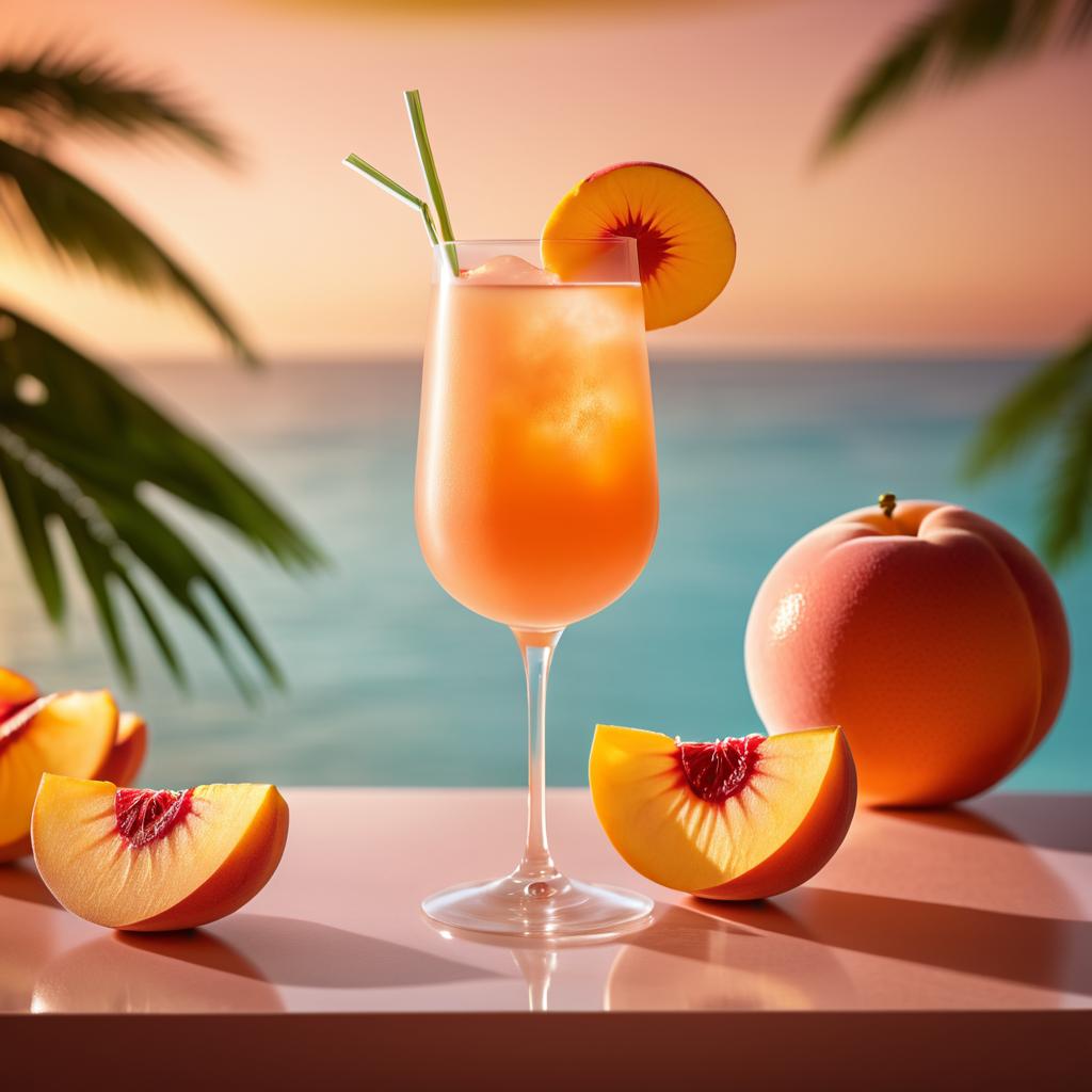 Artistic Peach Bellini Cocktail Presentation