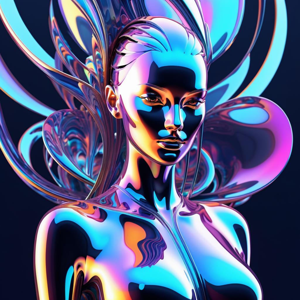 Futuristic Biomechanical Woman in 3D