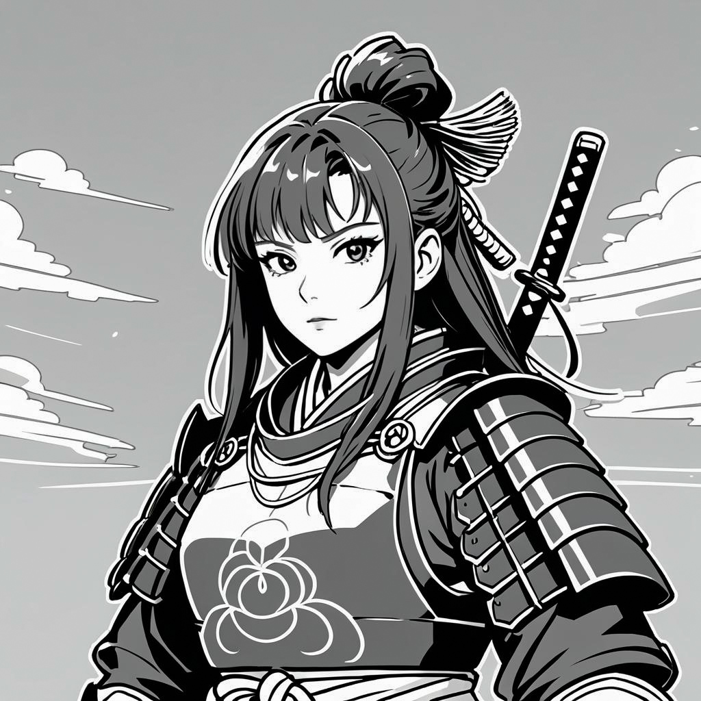 Confident Female Samurai in Anime Style