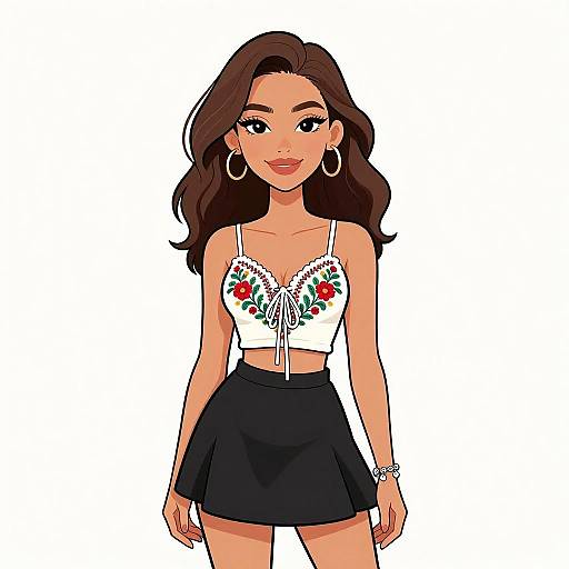 Boho Chic Woman in Floral Crop Top