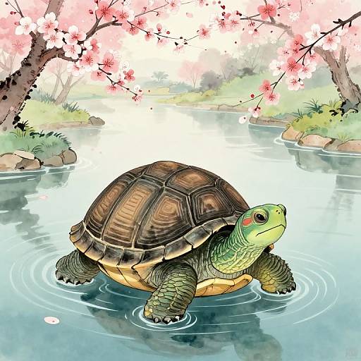 Calm Turtle Sensei in Zen Garden