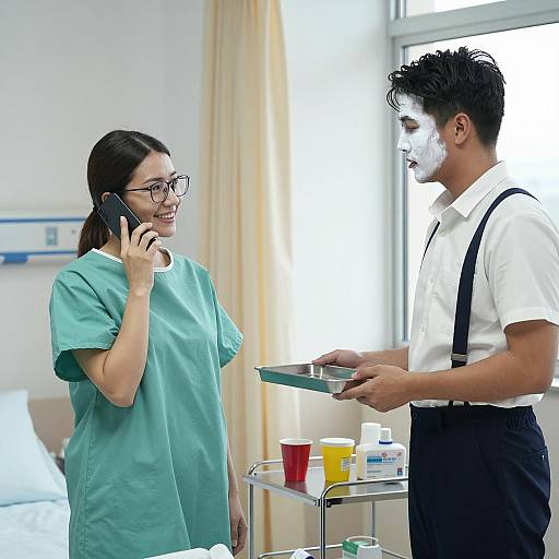 Hospital Room Interaction with Colorful Details