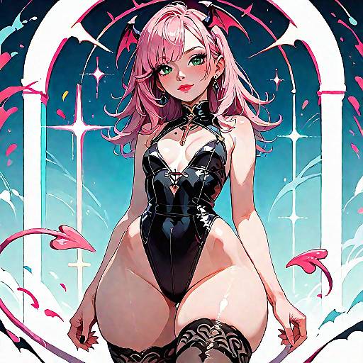 Anime Succubus with Heterochromia Features