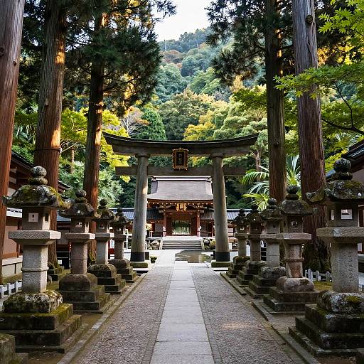 Peaceful Mountain Shrine Landscape