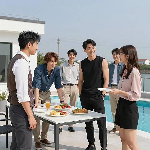 Rooftop Gathering by the Poolside