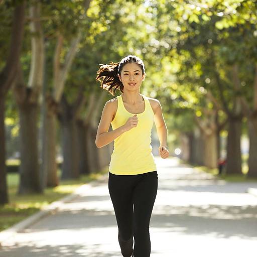 Vibrant Jogging Woman on Sunlit Path
