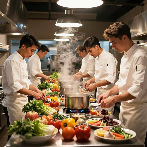 Bustling Restaurant Kitchen Scene