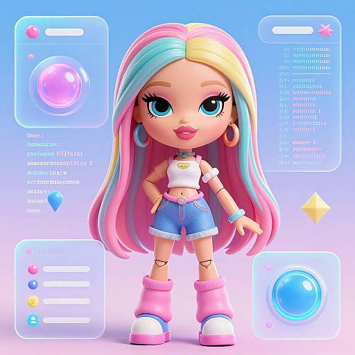 Stylized Bratz Doll AI Interface