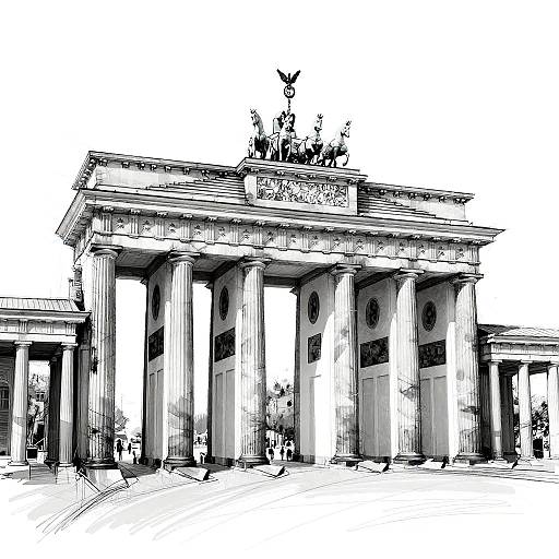 Abstract Black-and-White Brandenburg Gate Sketch