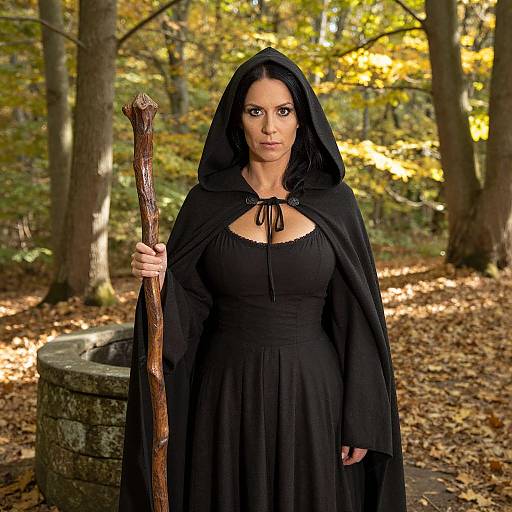 Realistic Salem Witch Portrait in Autumn