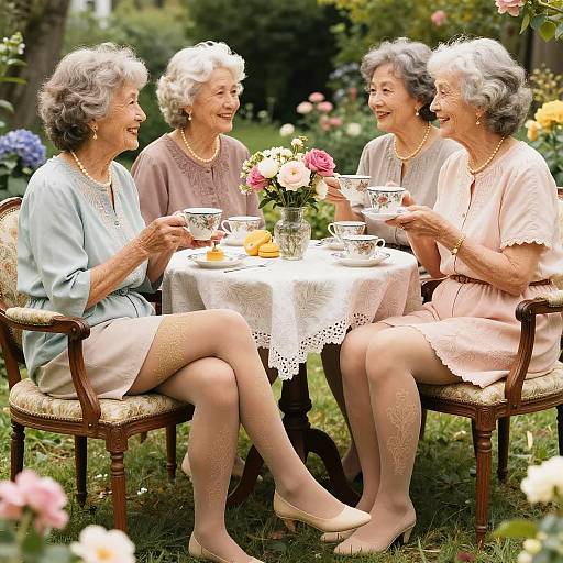 Elderly Women’s Garden Tea Party