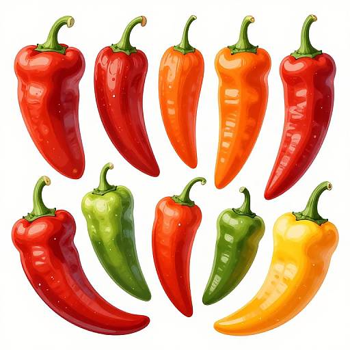 Colorful Chili Peppers Digital Illustration