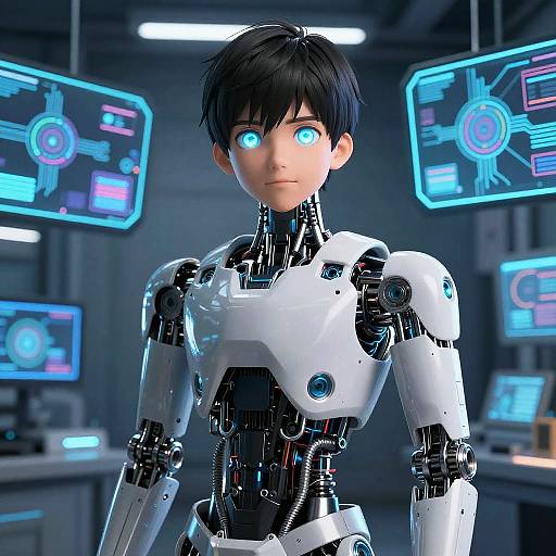 AI Anime Boys in High-Tech Lab