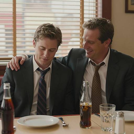 Two Businessmen Sharing a Moment in Diner