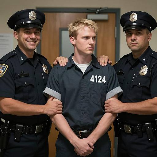 Prisoner Escorted by Police Officers