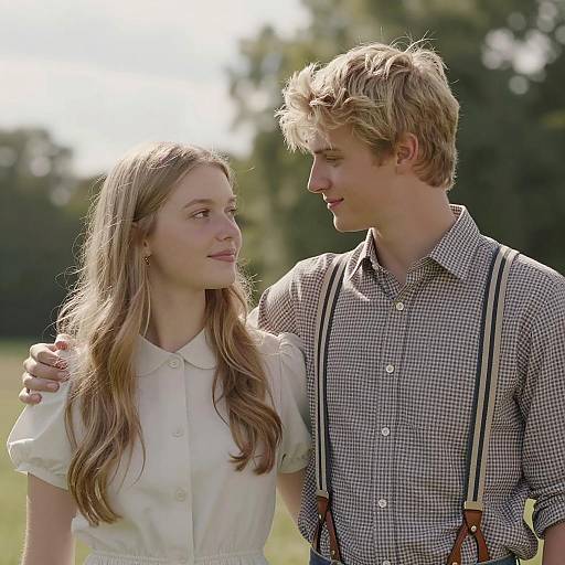 Romantic Moment Under Blurred Nature