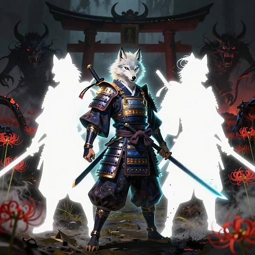Samurai Wolf Demon-Slayer in Hell