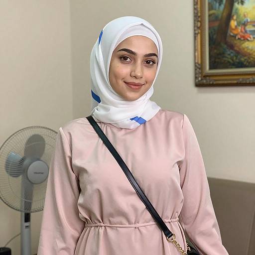 Young Woman in Pink Satin Dress
