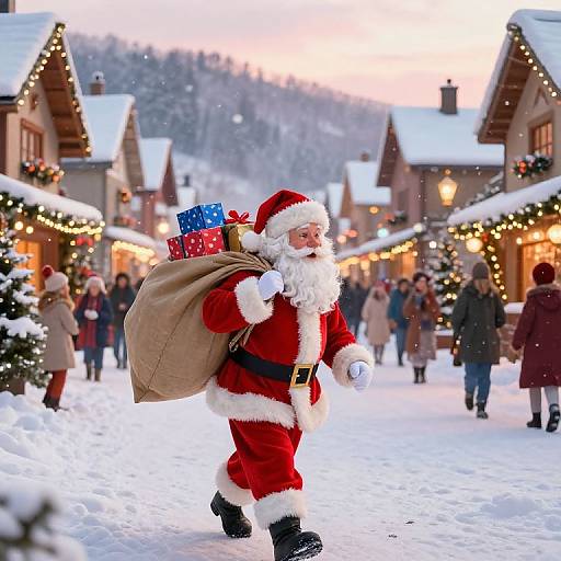 Photorealistic Santa in Festive Village