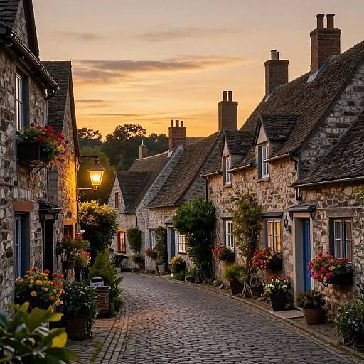 Charming Old European Village Sunset