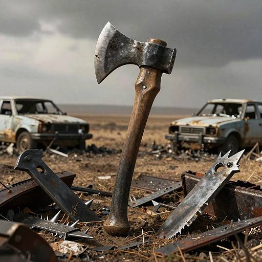 Post-Apocalyptic Spiked Axe Scene