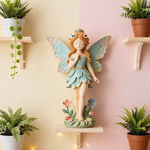 Whimsical Fairy Statue Display Shelf