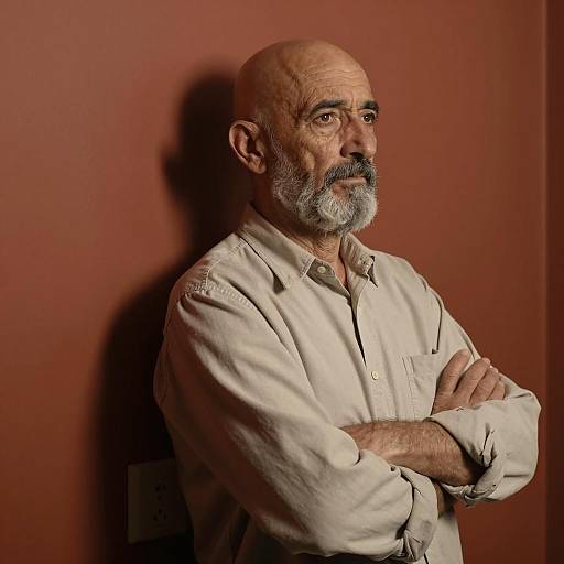 Serious Middle-Aged Man Against Vibrant Wall