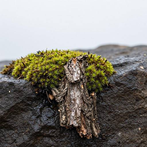 Macro Texture of Tree Bark and Moss