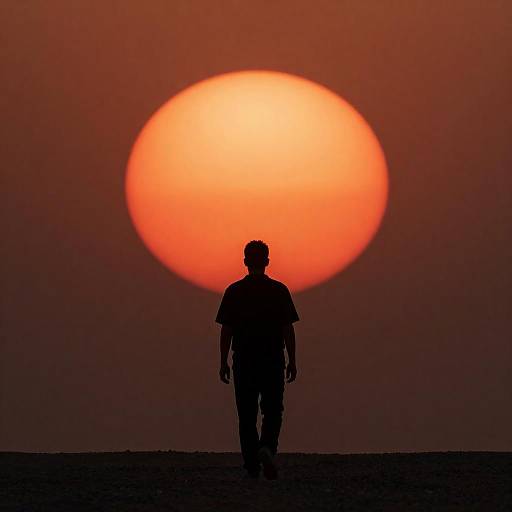 Silhouetted Man Against Glowing Sunset
