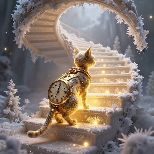 Mystical Clockwork Cat Staircase