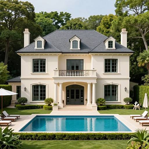 Majestic Cream Mansion with Balcony