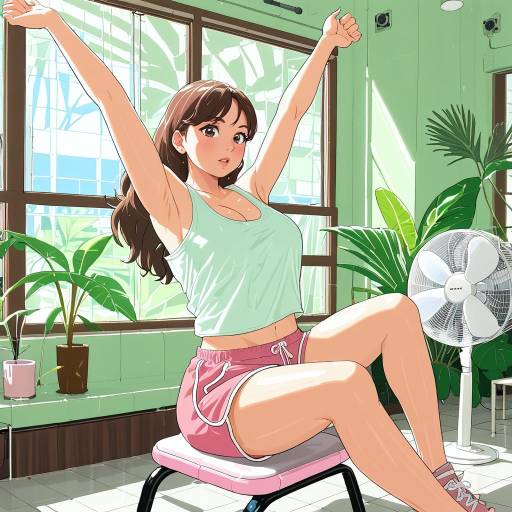 Relaxed Woman Stretching Indoors