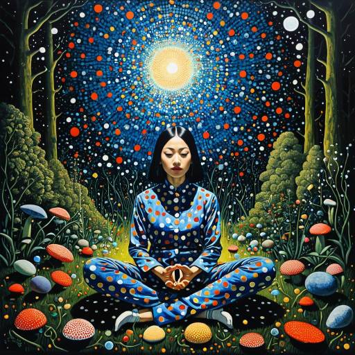 Meditative Figure in Psychedelic Forest