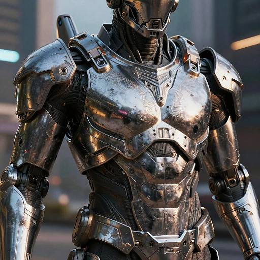 Futuristic Chrome Cybernetic Armor