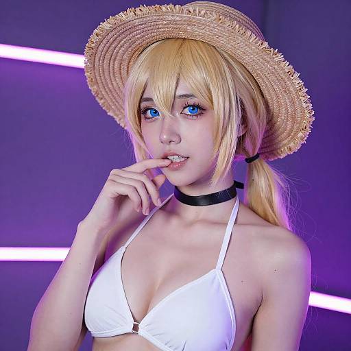 Blonde Woman Cosplay Neon Portrait