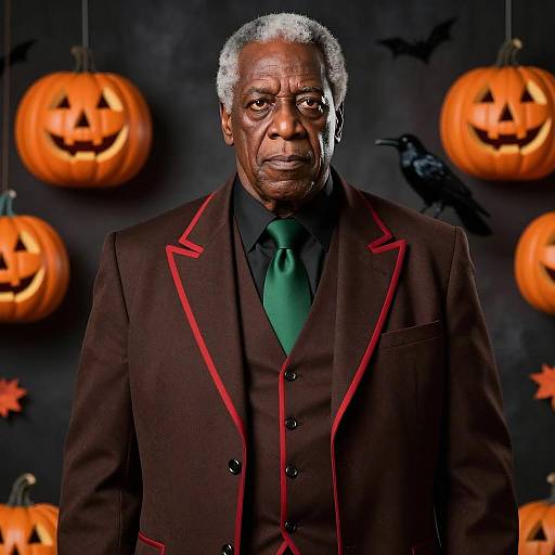 Elderly Man in Victorian Halloween Costume