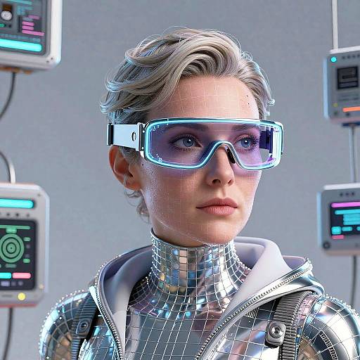 Futuristic Female Hacker Portrait