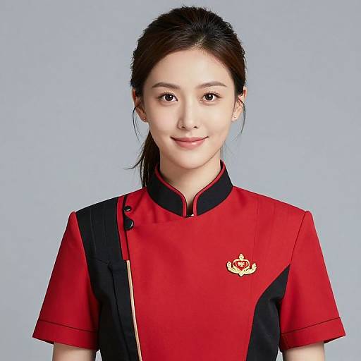 Female in Red and Black Uniform