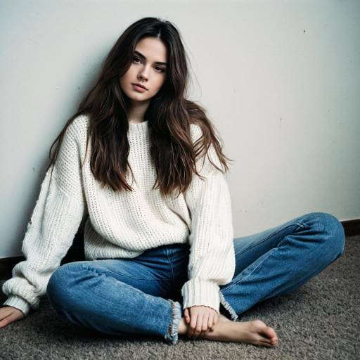 Young Woman in Oversized Sweater Sitting Indoors