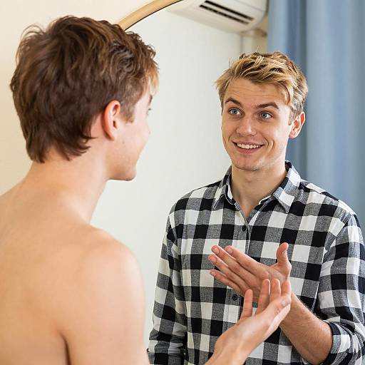 Cheerful Reflection of Two Young Men
