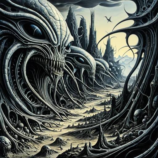 Surreal Alien Landscape with Grotesque Structures