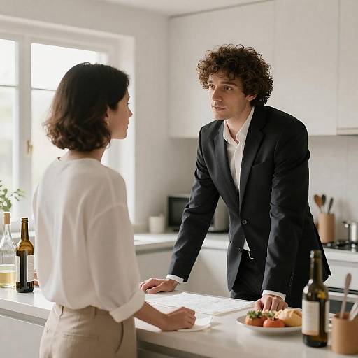 Candid Moment in a Bright Kitchen