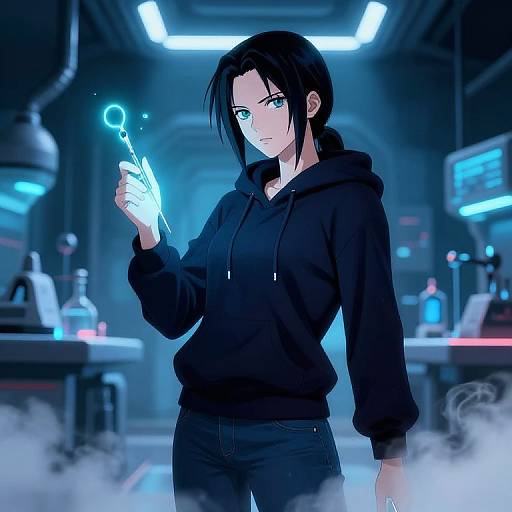 Futuristic Trafalgar Law Girl in Laboratory