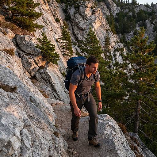 Stocky Men Hiking Rugged Mountains