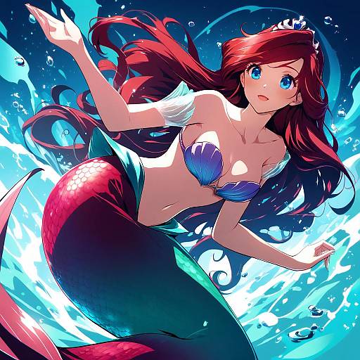 Illustration of Ariel (disney), the little mermaid in the style of Ugume