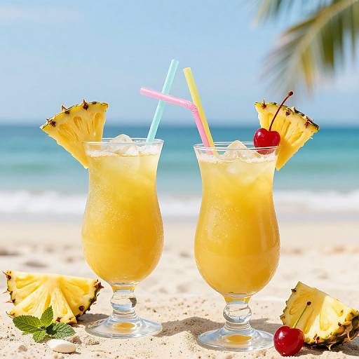 Vibrant Tropical Drinks on Beach