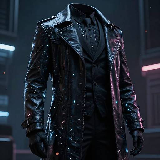 Futuristic Cyberpunk Black Coat Suit