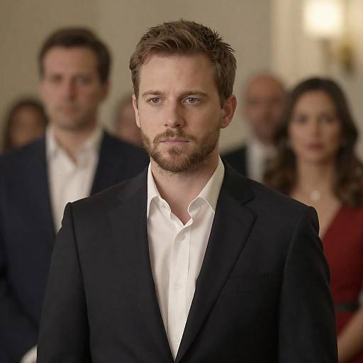 Serious Man in Suit with Blurred Background