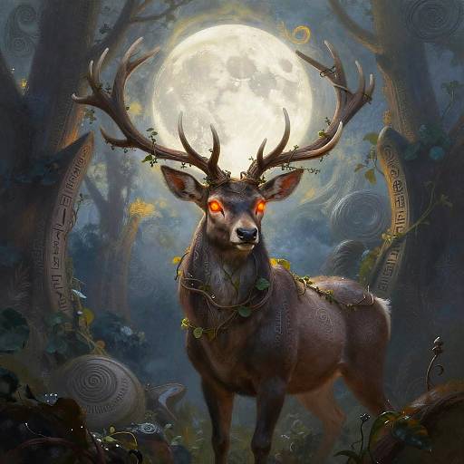 Mythic Fae Stag in Enchanted Glade