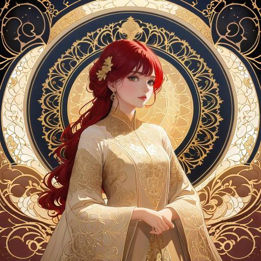 Serene Anime Figure with Ornate Background